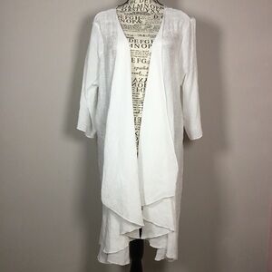 White gauzy front sheer lace back duster robe kimono coverup 
bride fairy M/L